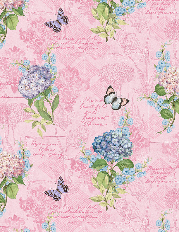 Hydrangea Mist - Monograph Pink Yardage