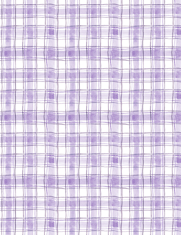 Hummingbird Floral - Plaid Purple Yardage