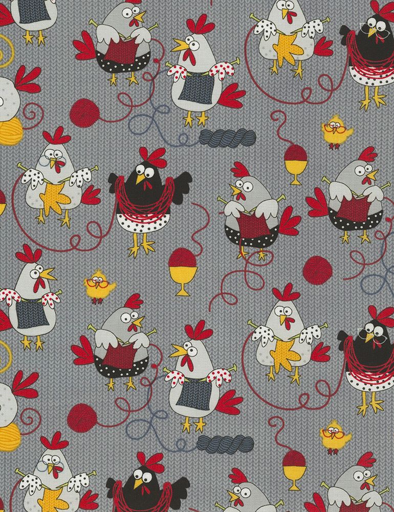 I Love Knitting - Knitting Chickens Yardage