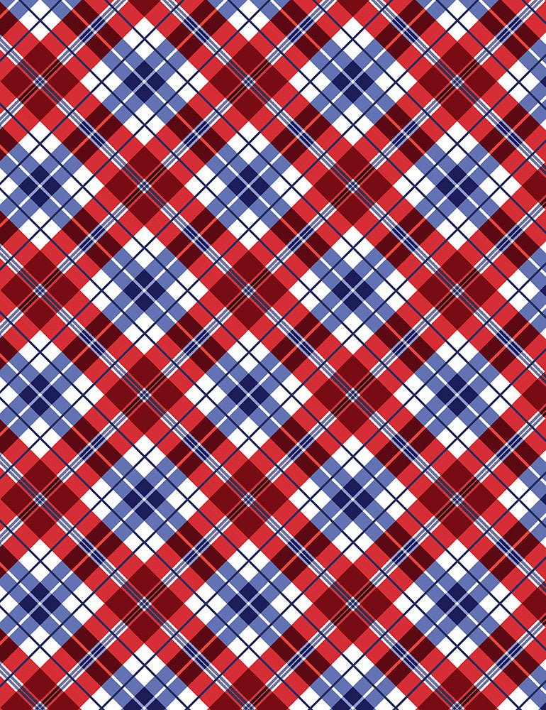 Madras Diagonal Patriotic Plaid Yardage