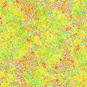 Prism - Swirly Vines Yellow Yardage