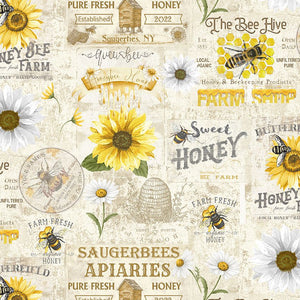 Honey Bee Farm - Vintage Bee Farm Sign Yardage