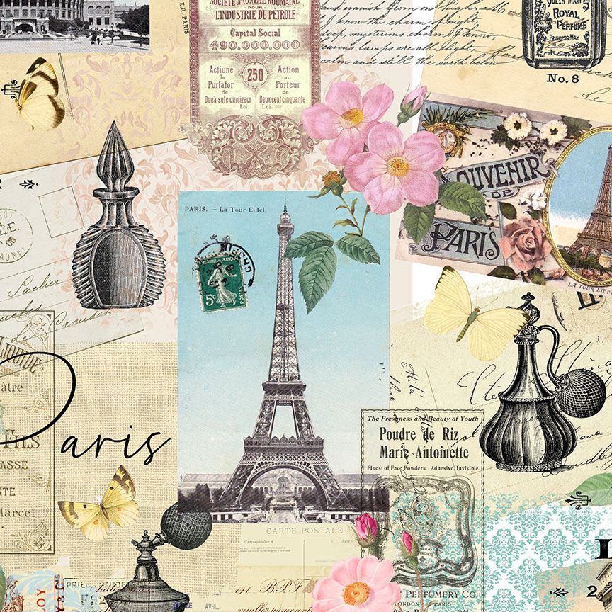 Belle Fleur - Paris Collage Yardage