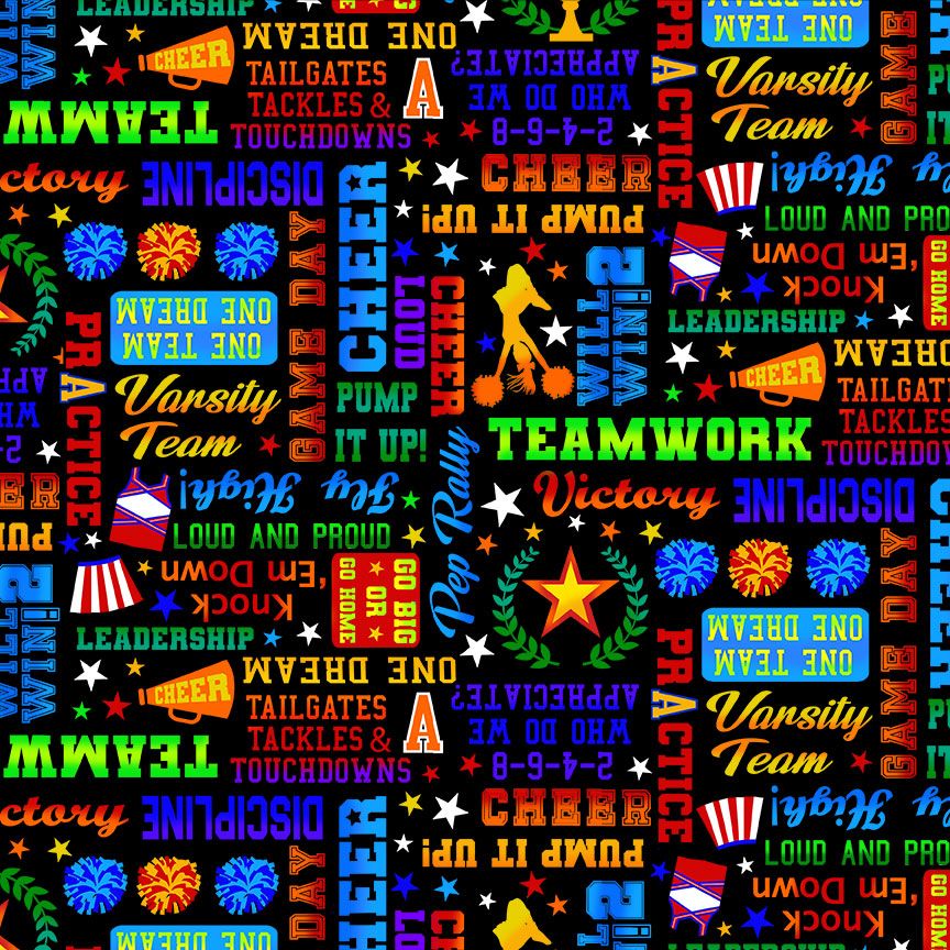 Cheer Squad - Cheerleader Words Text Yardage