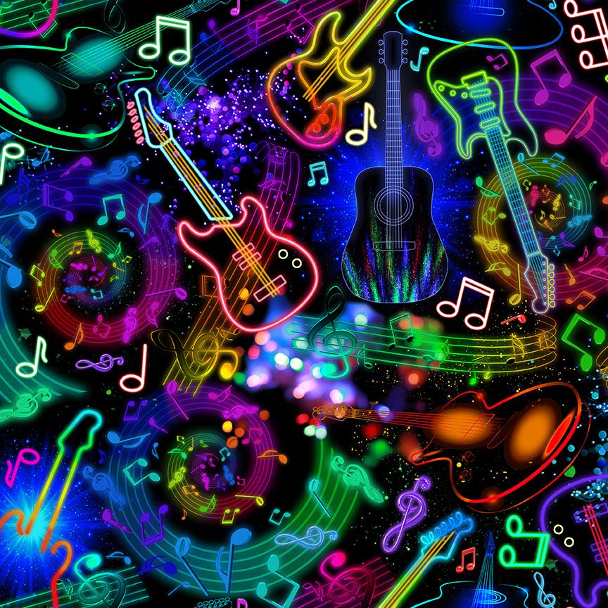 Rockstar - Neon Music Notes And Guitars - Remnant