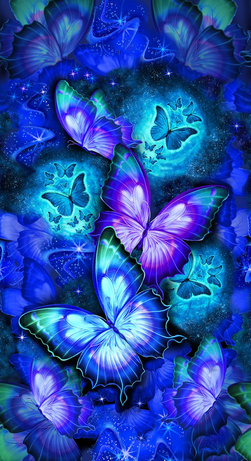 Midnight Sparkling Butterflies Panel