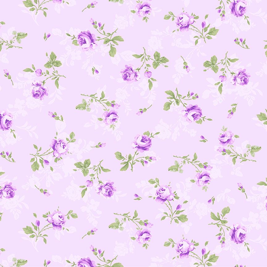 Tossed Antique Rose Lilac Yardage