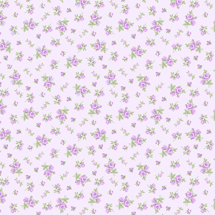 Tossed Tiny Rose Lilac Yardage