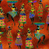 African Sunset - African Women Dance Metallic Yardage