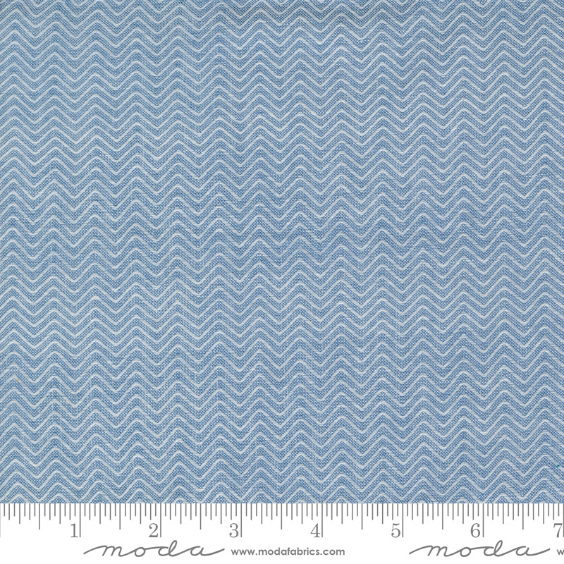 Denim and Daisies Wovens - Blue Jeans Chevron Light Blue Yardage