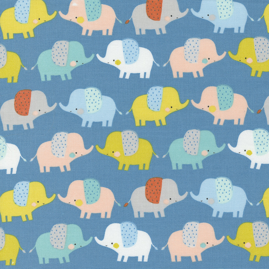 Delivered With Love Blue - Baby Elephants Yardage