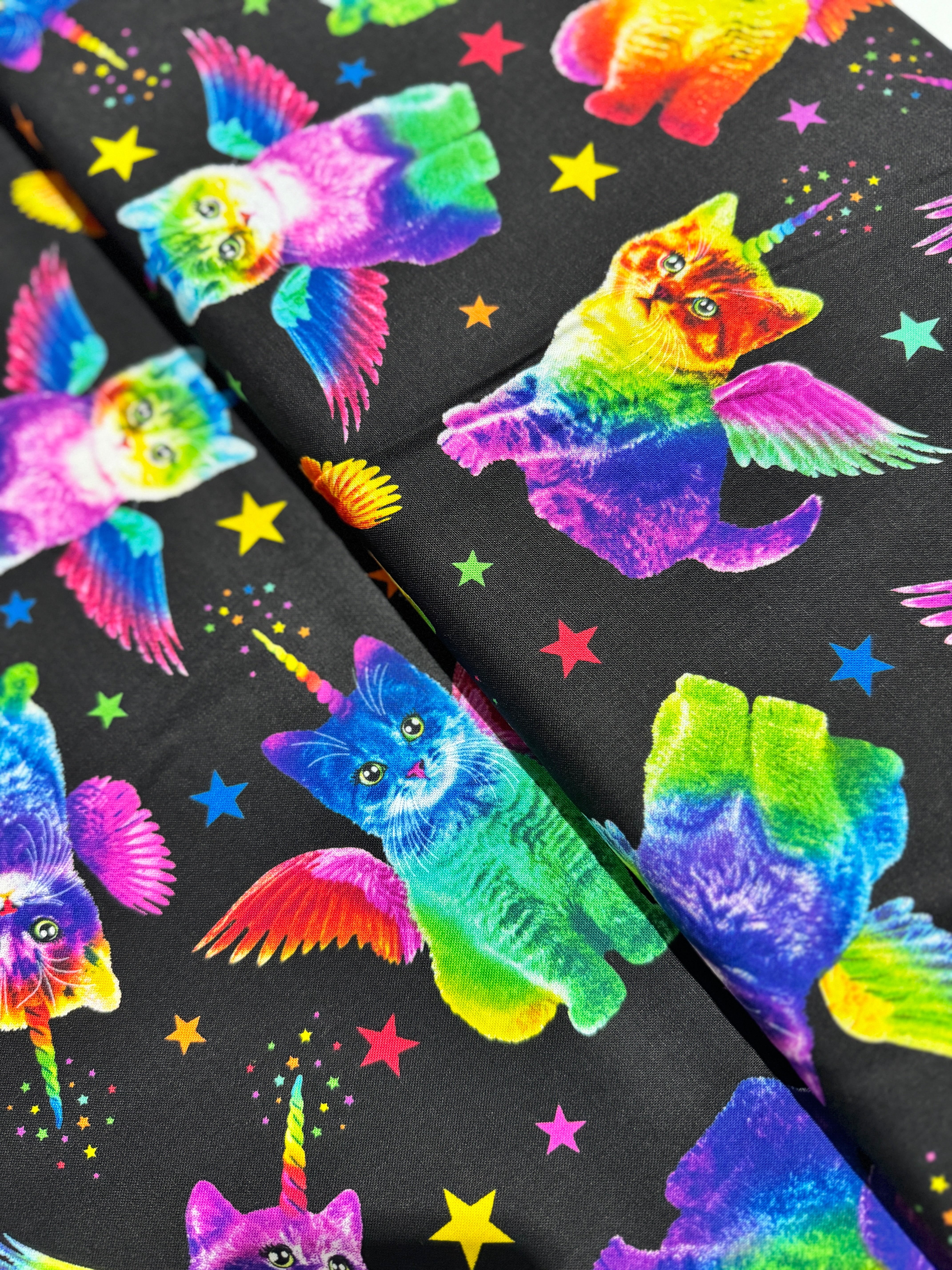 Crazy for Cats - Rainbow Unicorn Cats Yardage