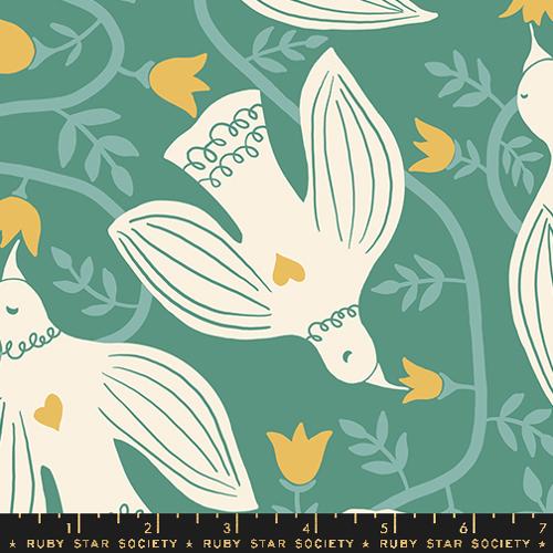 Endpaper - Birds Watercress Canvas Yardage