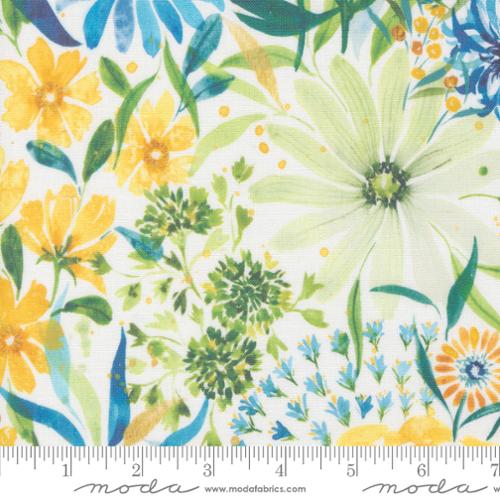 Sunshine And Blue Skies - Florals Cloud Canvas Yardage