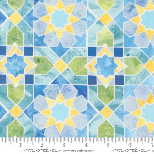 Sunshine And Blue Skies - Mosaic Sky Multi Canvas Yardage