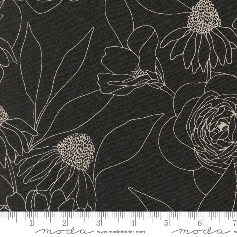 Botany Mochi Linen Ink - Florals Yardage