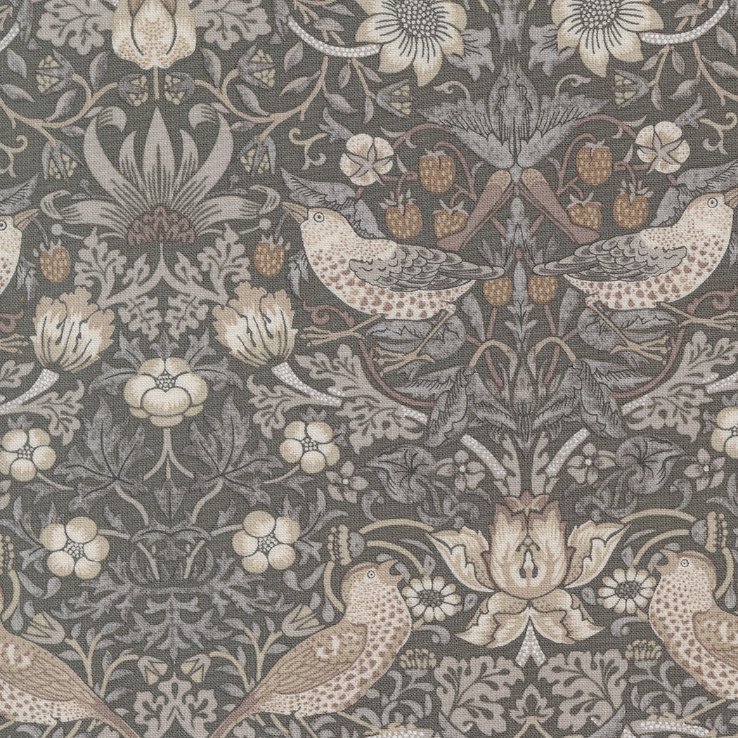 Ebony Suite - Damask Birds Charcoal Yardage