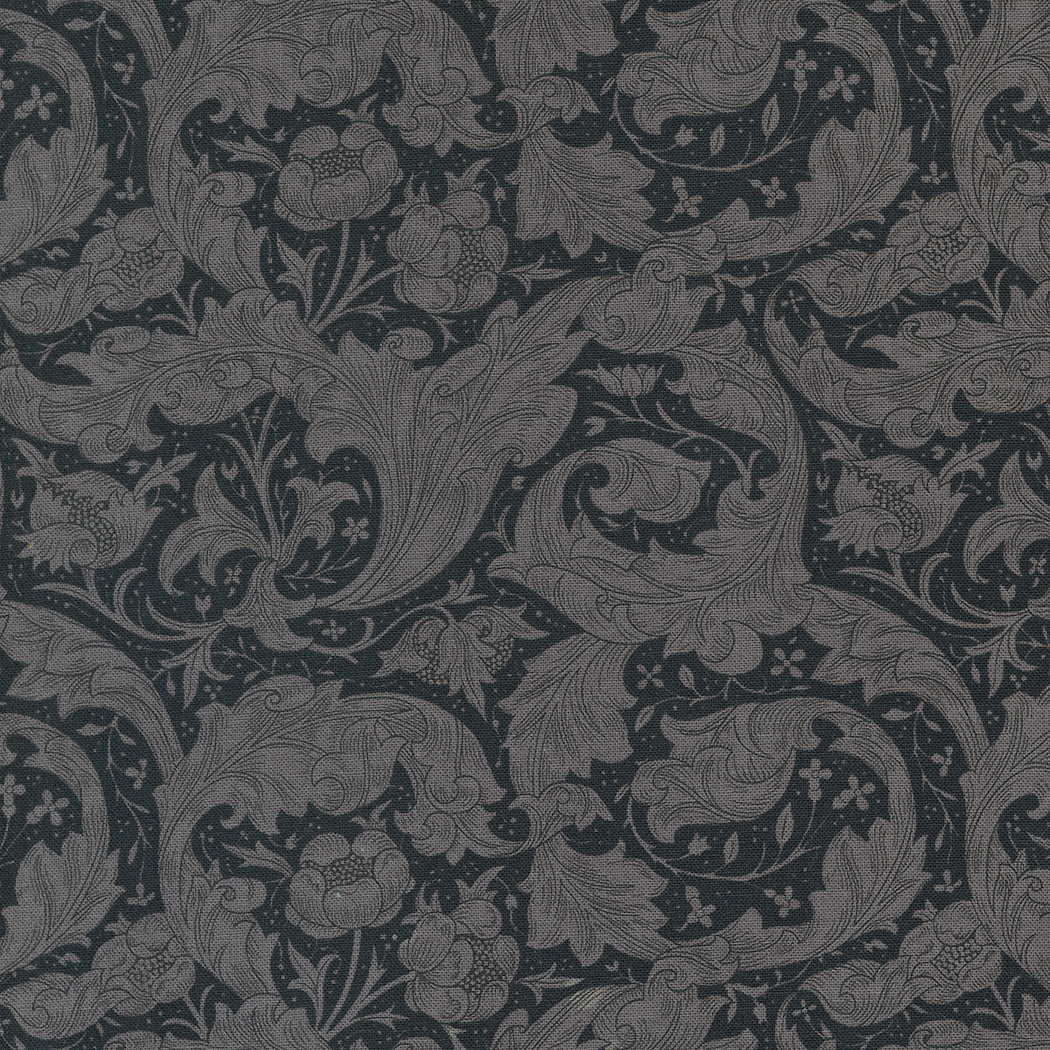 Ebony Suite - Button Florals Leaf Ebony Yardage