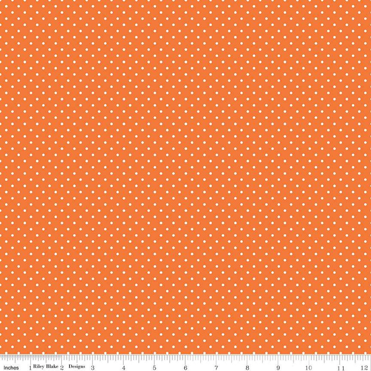 White Swiss Dot on Orange Yardage