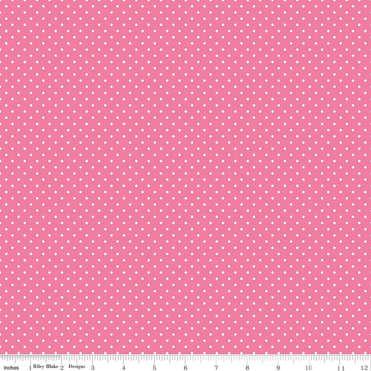 White Swiss Dot on Hot Pink Yardage