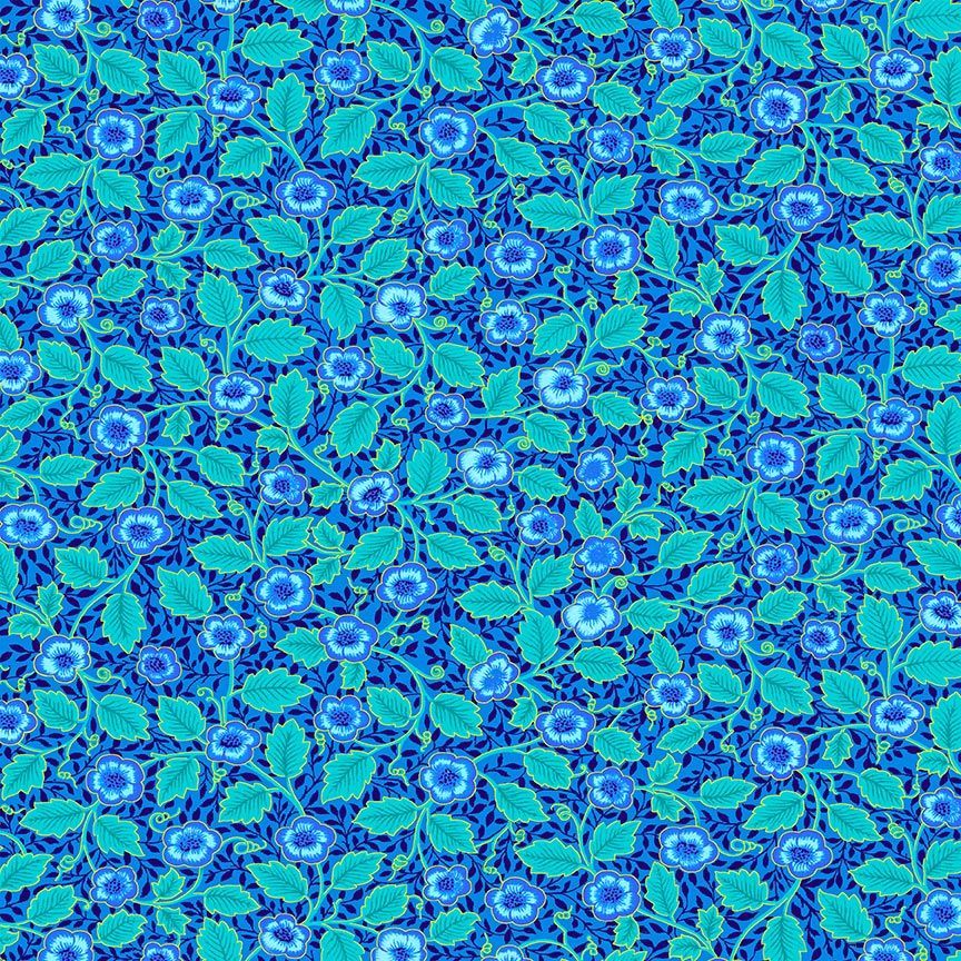 Luminous - Small Floral with Leaves Blue Metallic