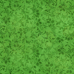 Winter Rose - Stamped Holiday Leaves Green Metallic