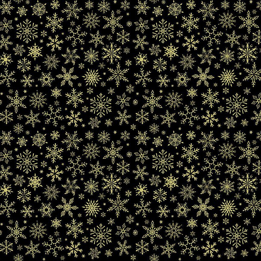 Winter Rose - Metallic Snowflakes Black - Timeless