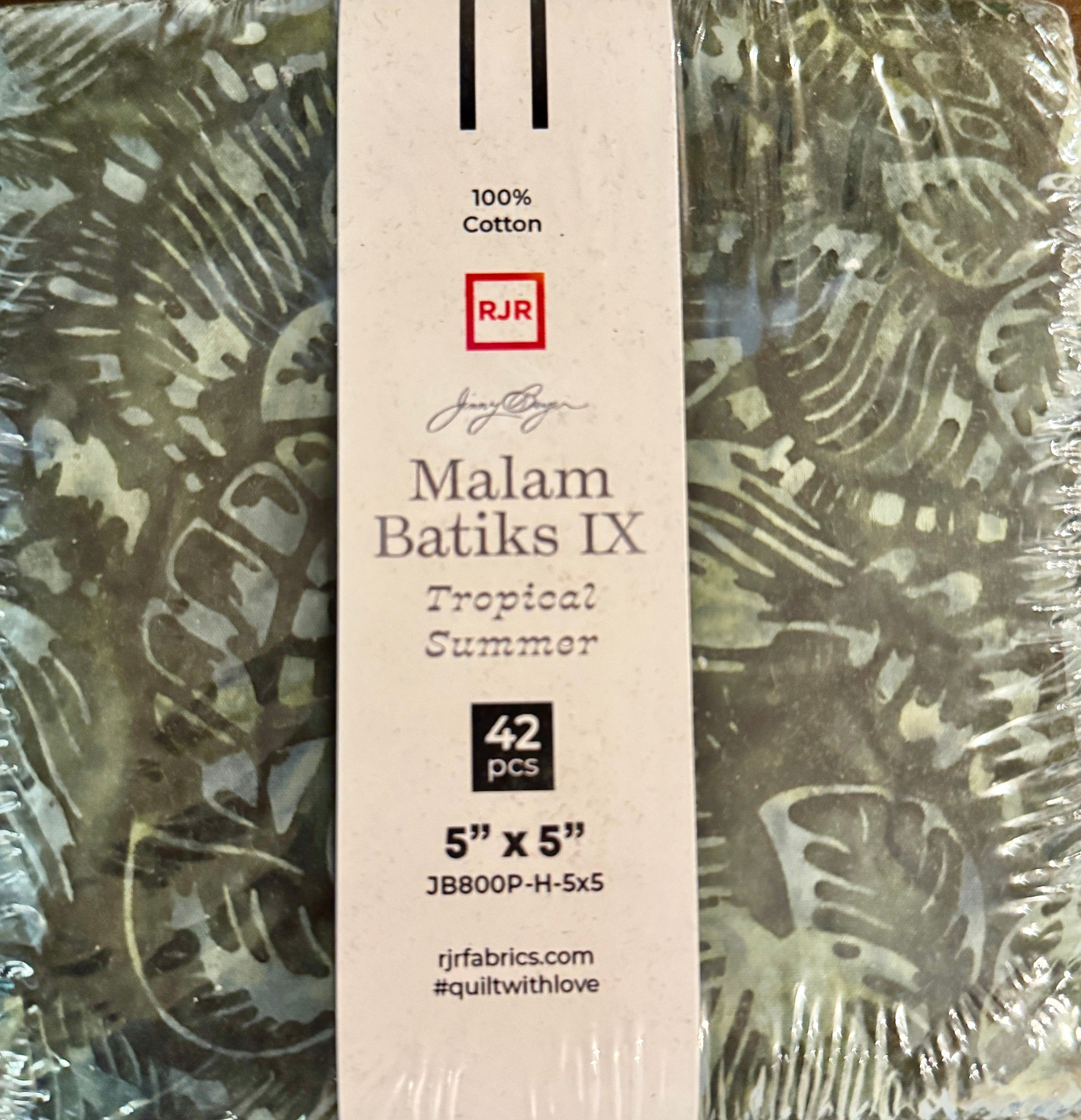 Malam Batiks IX Tropical Summer Batik 5x5 Pack/Charm Pack