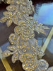 Embellished Silver Gold Floral Wedding Lace Trim