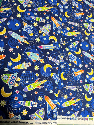 Glow in the Dark - Lift Off - Out of Orbit Navy Yardage