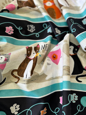 Purrfect Partners - Repeating Stripe Multi Yardage