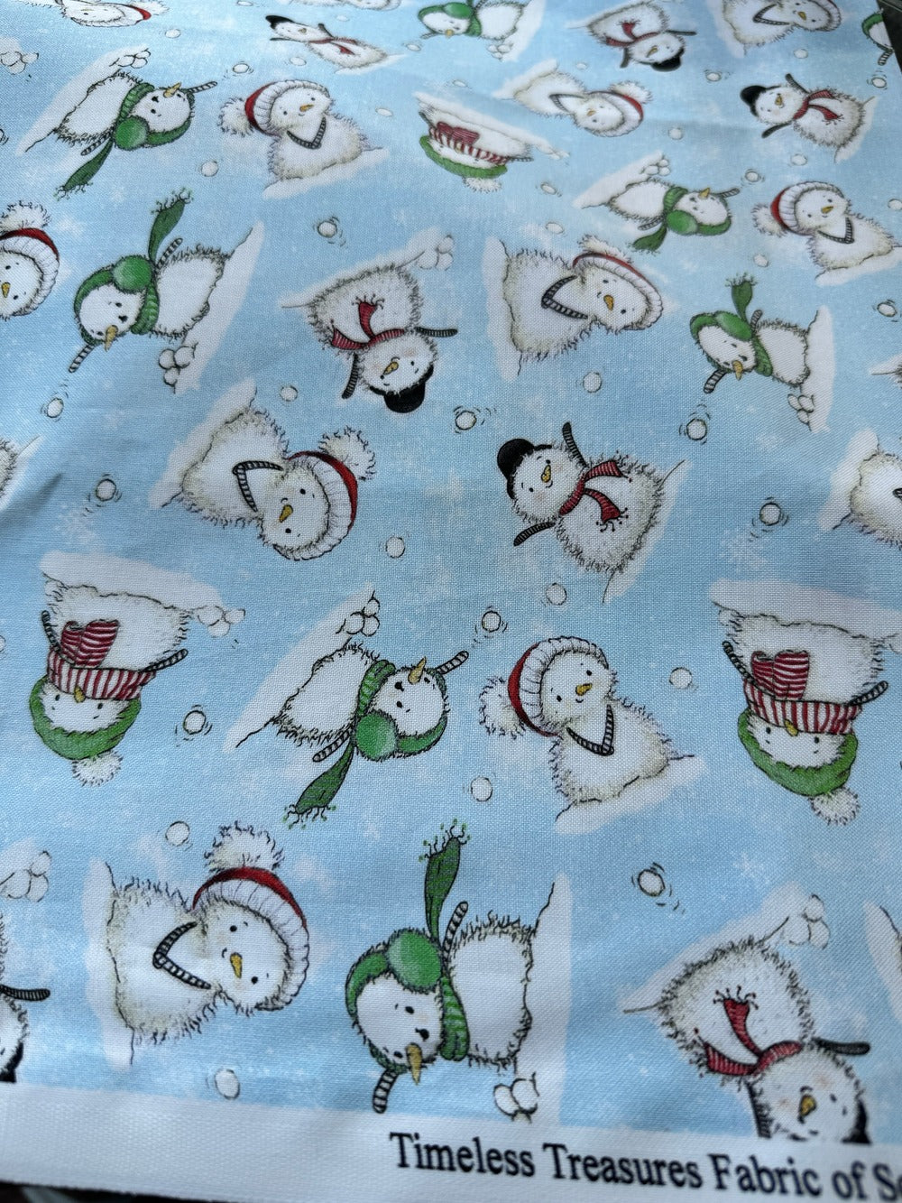 Snow Fun - Tossed Cute Snowmen Yardage