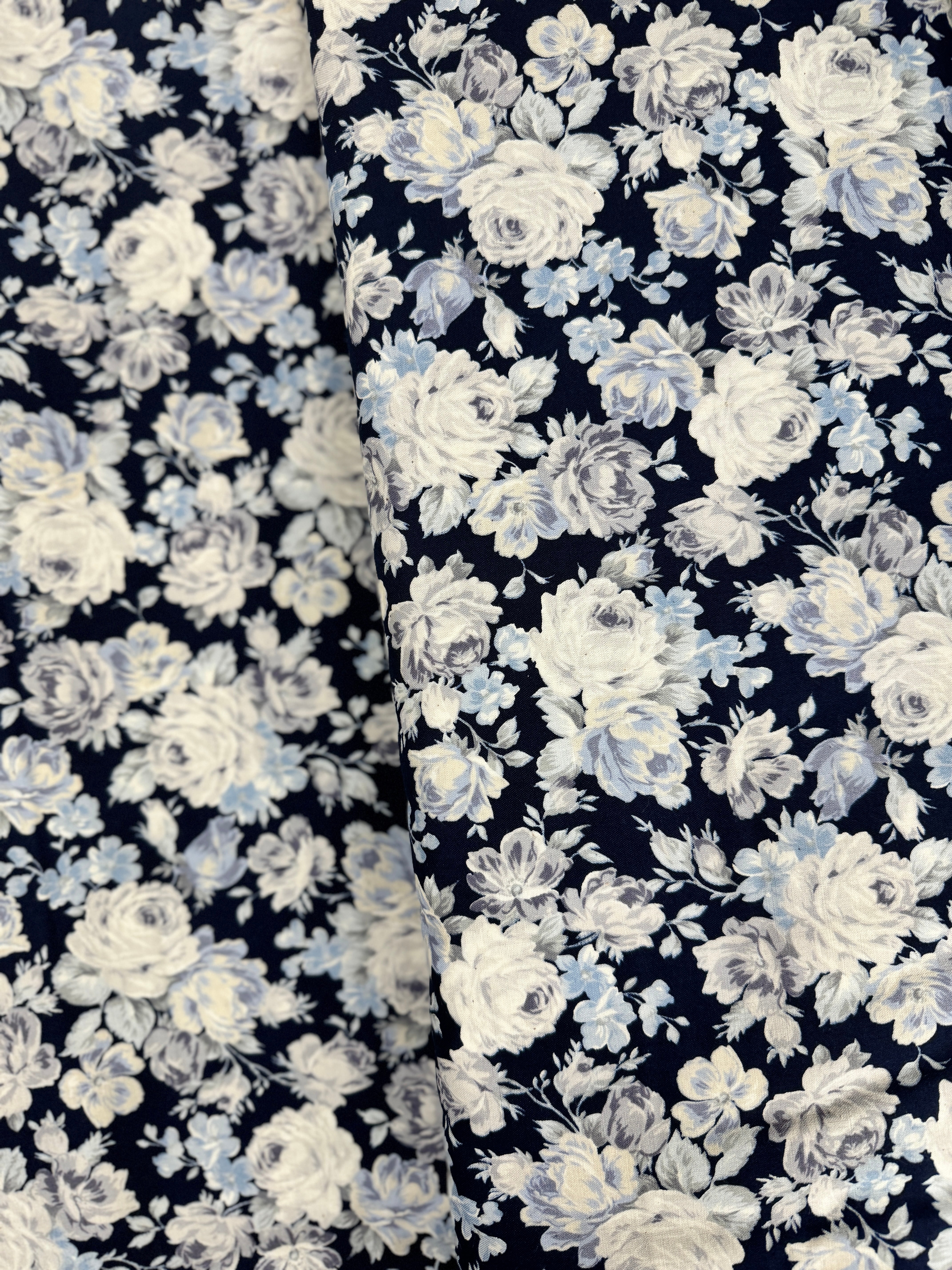 Sevenberry English Garden - Roses Navy Yardage