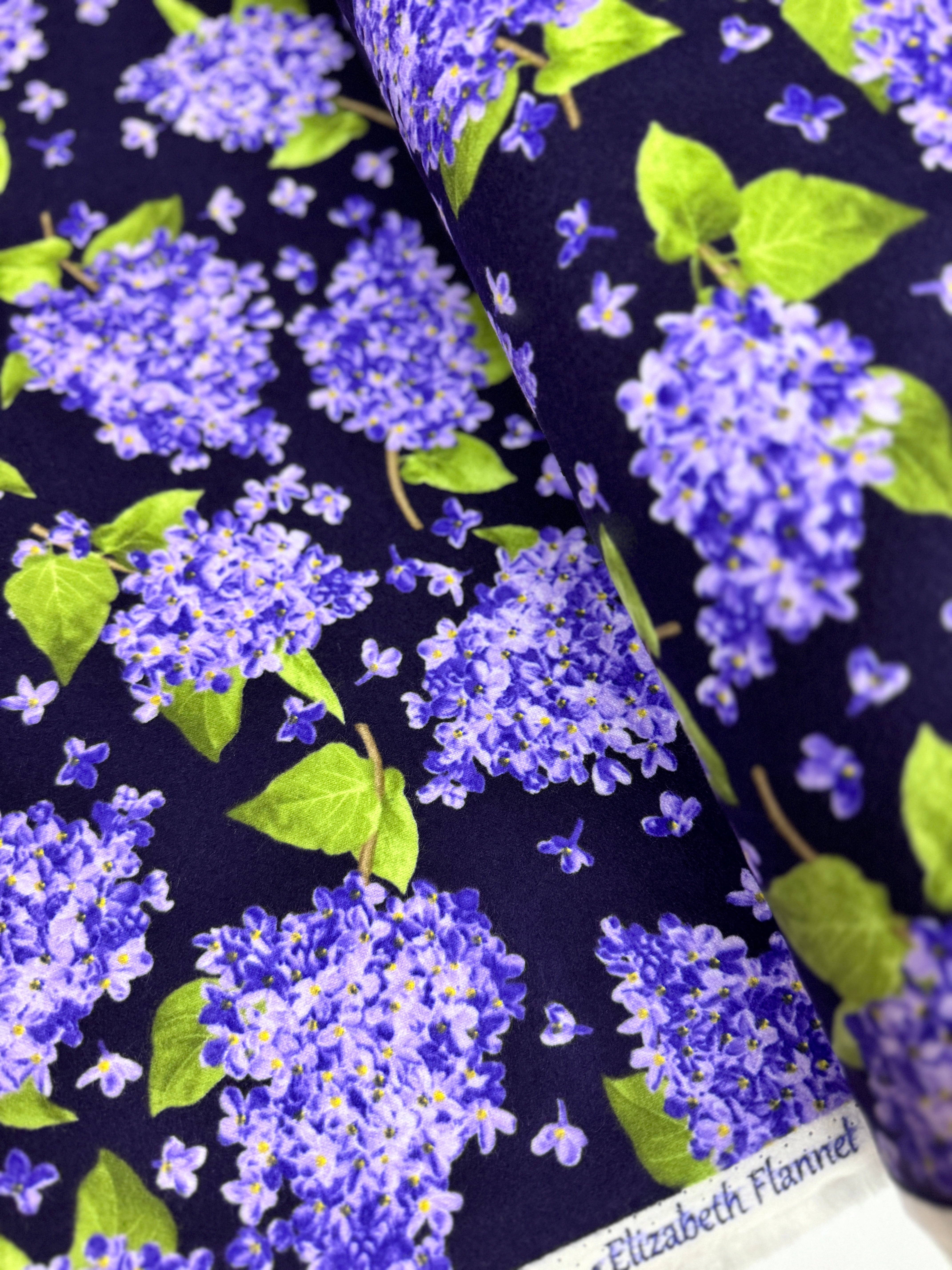 Flannel - Flowerhouse - Elizabeth Flannel - Large Blooms Lupine Fabric 