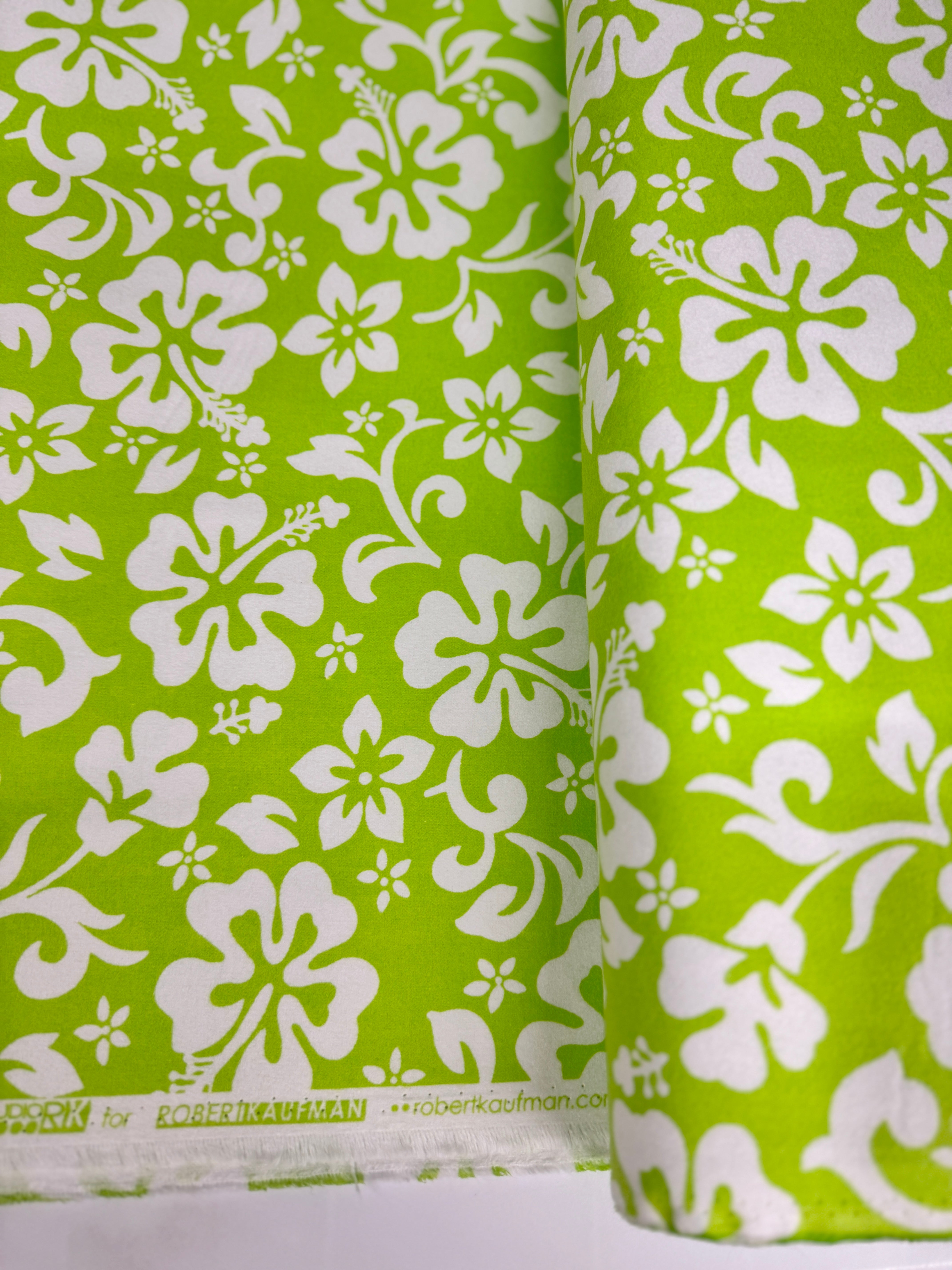 Aloha Flannel - Tropical Florals Green Flannel Fabric 