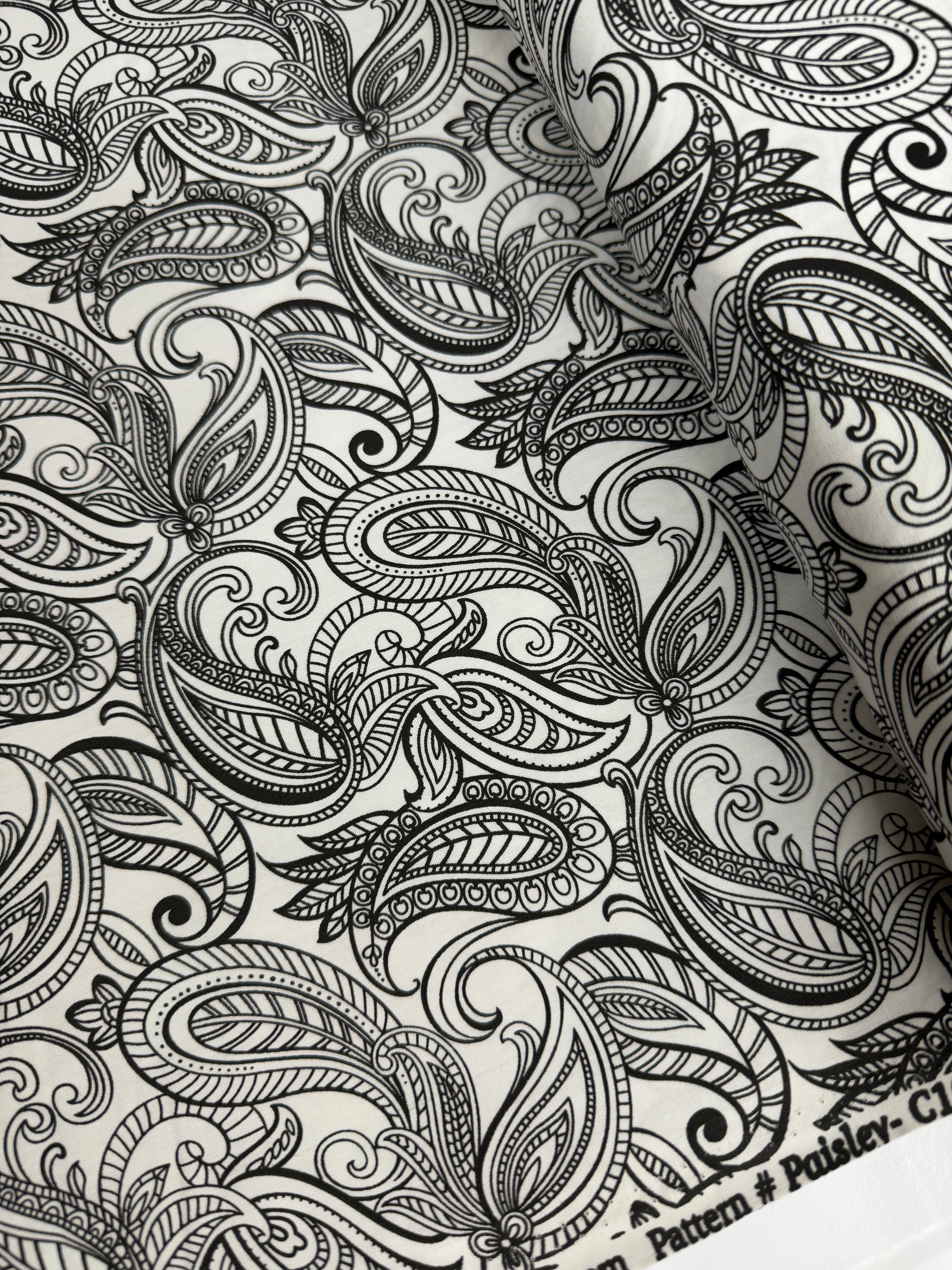 Night and Day - Paisley White/Black Fabric