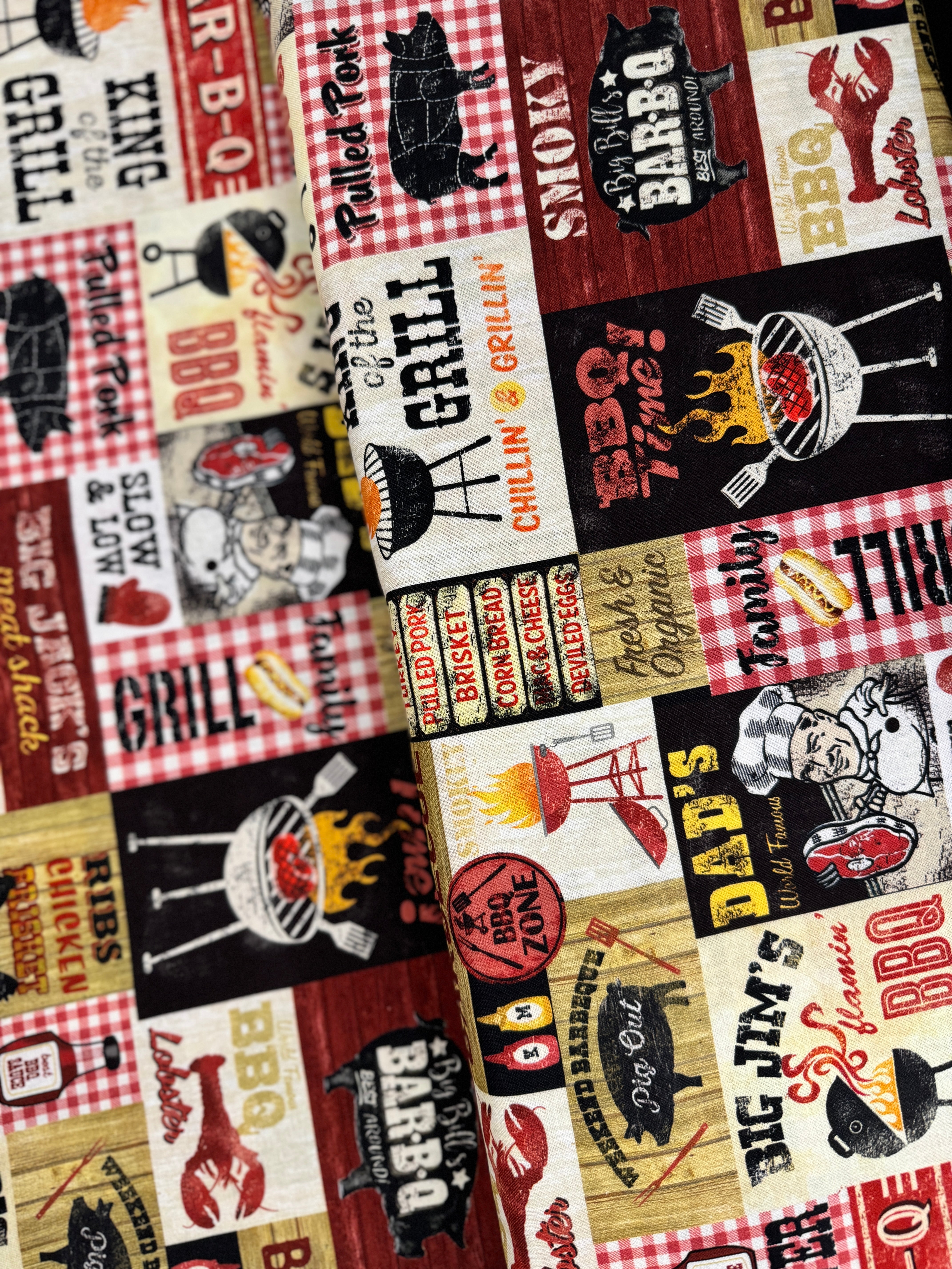 King Of The Grill - Barbeque Sign Patch Yardage