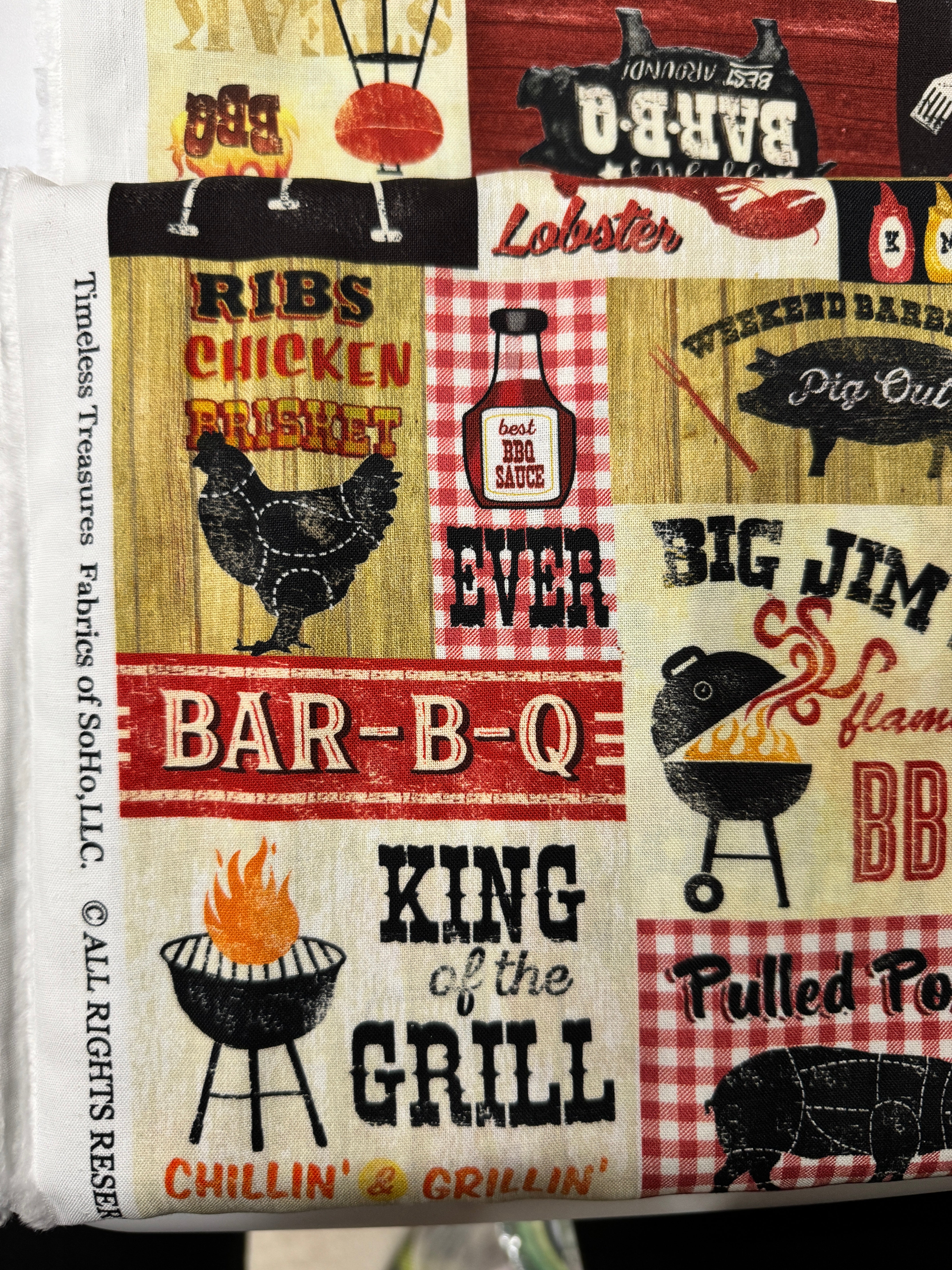 King Of The Grill - Barbeque Sign Patch Yardage