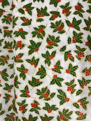 Holiday Charms - Holly Ivory Gold Metallic Yardage