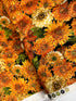 Autumn Leaves - Packed Autumn Flowers Metallic Yardage