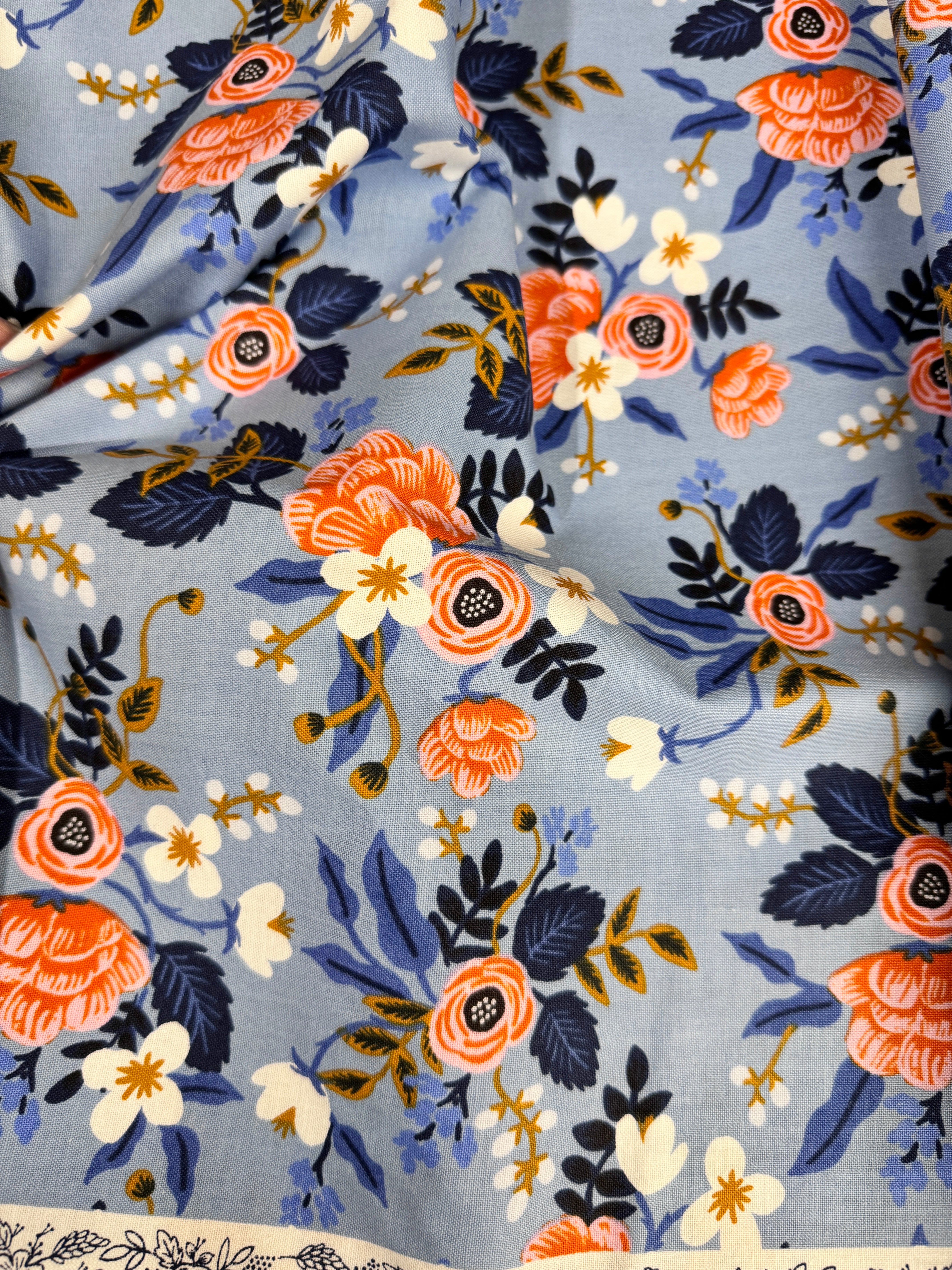 Les Fleurs - Birch Periwinkle Yardage