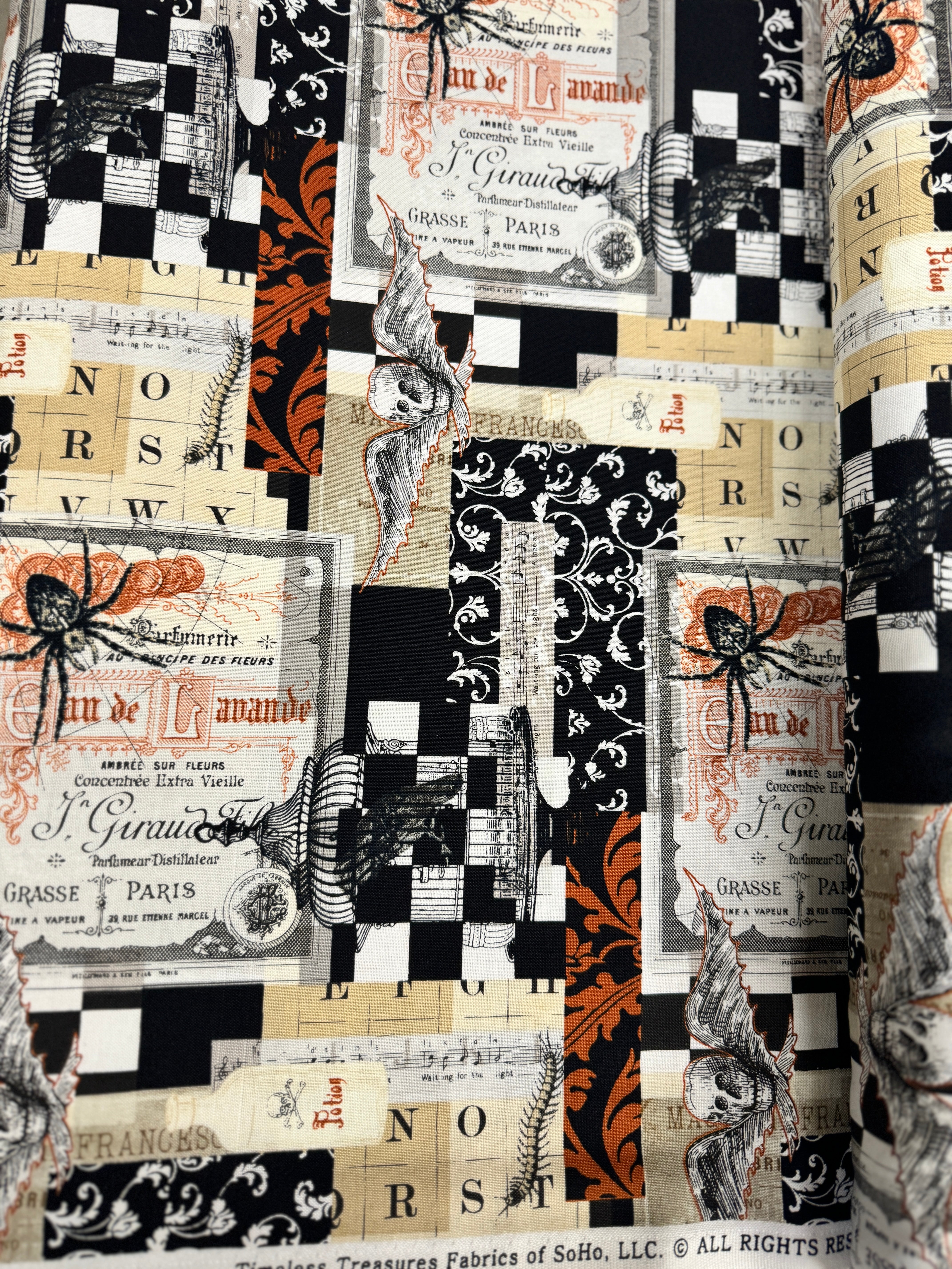 Boo Brew - Spiders on Spooky Documents Yardage