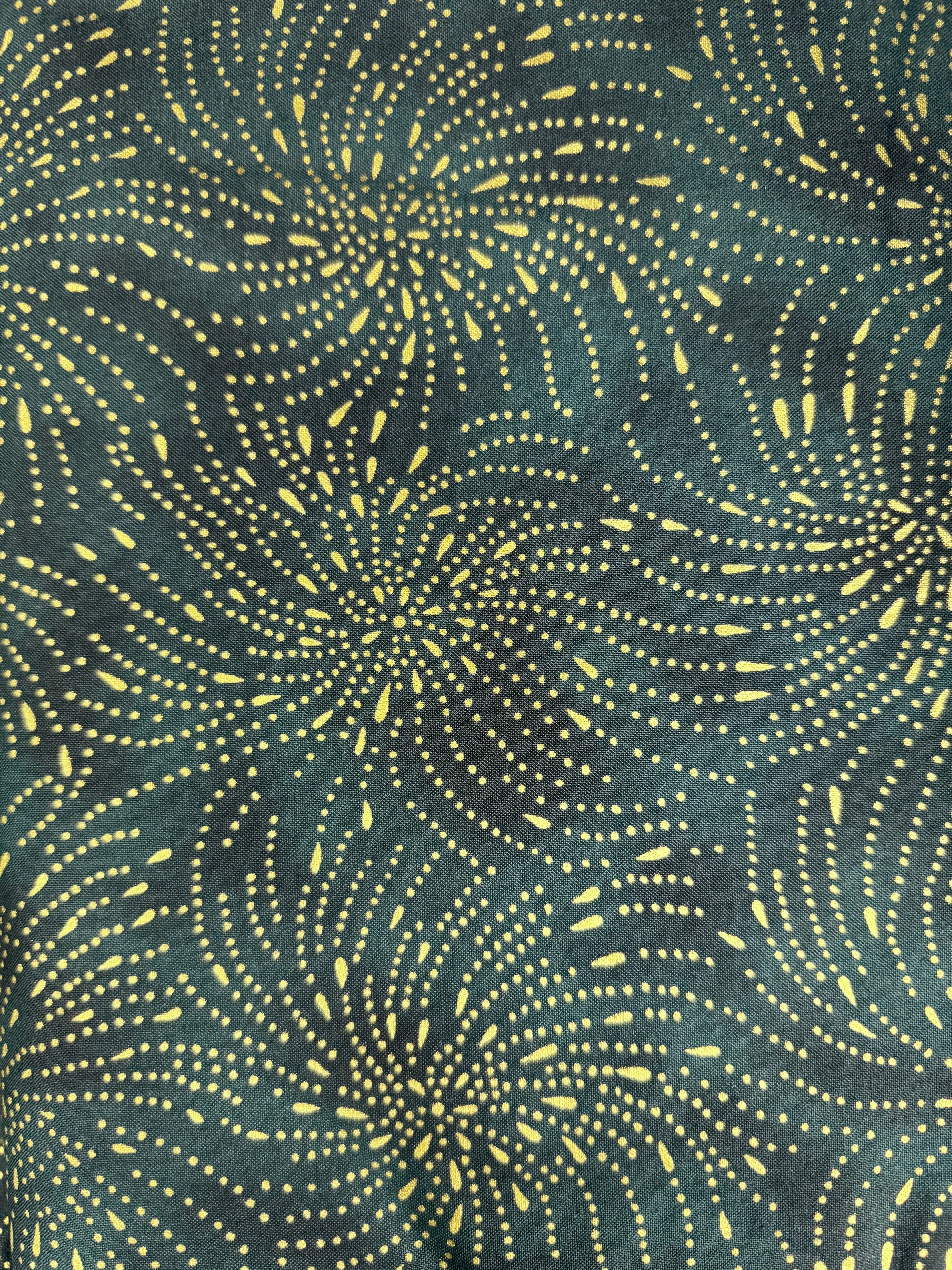 Home Sweet Home - Dotted Poms Hunter/Gold Metallic Yardage