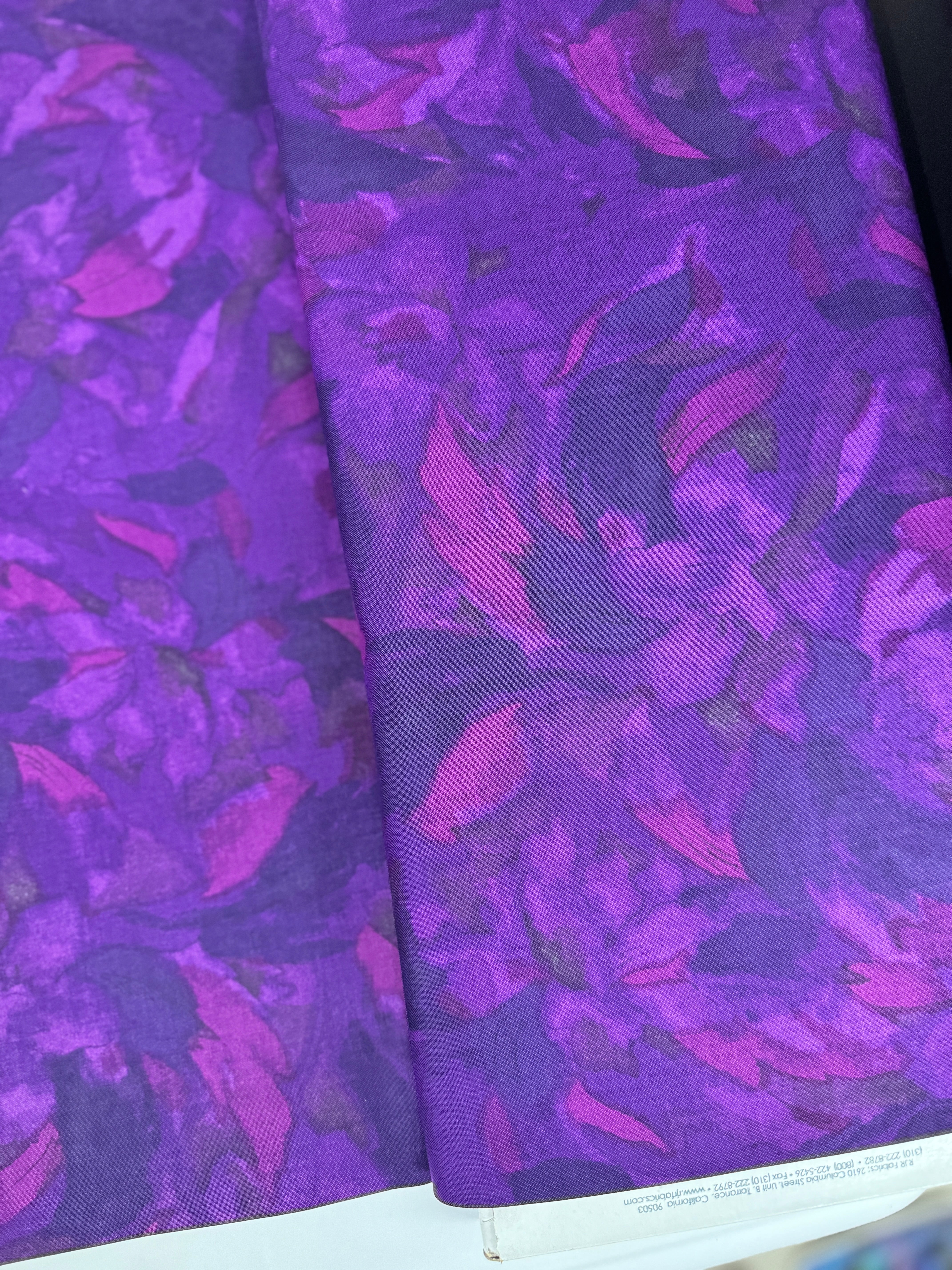 Burano - Linear Floral Magenta Yardage