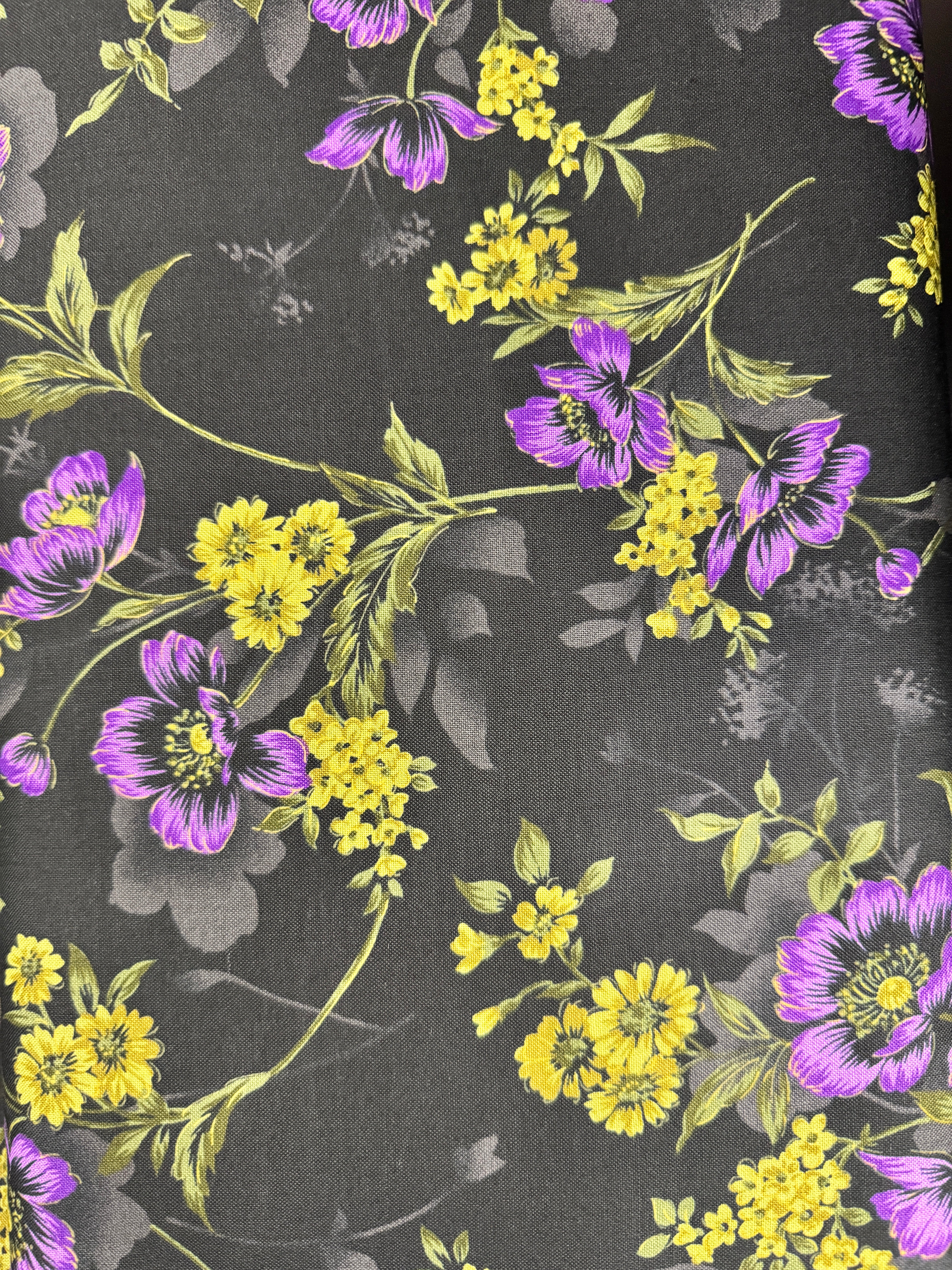 Midnight Garden - Large Floral Violet Yardage