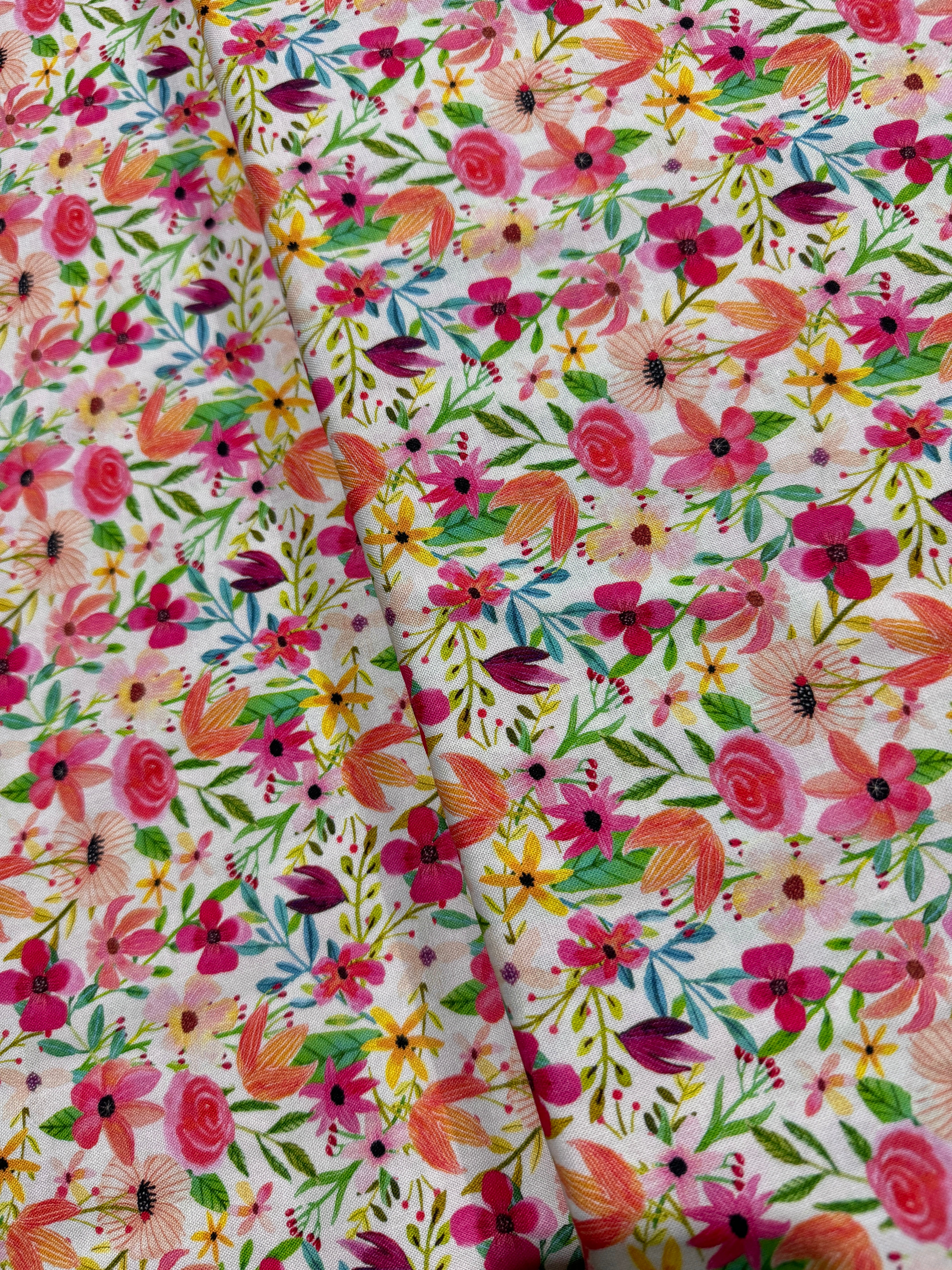 Forest Friends - Floral Mixture Ivory Yardage