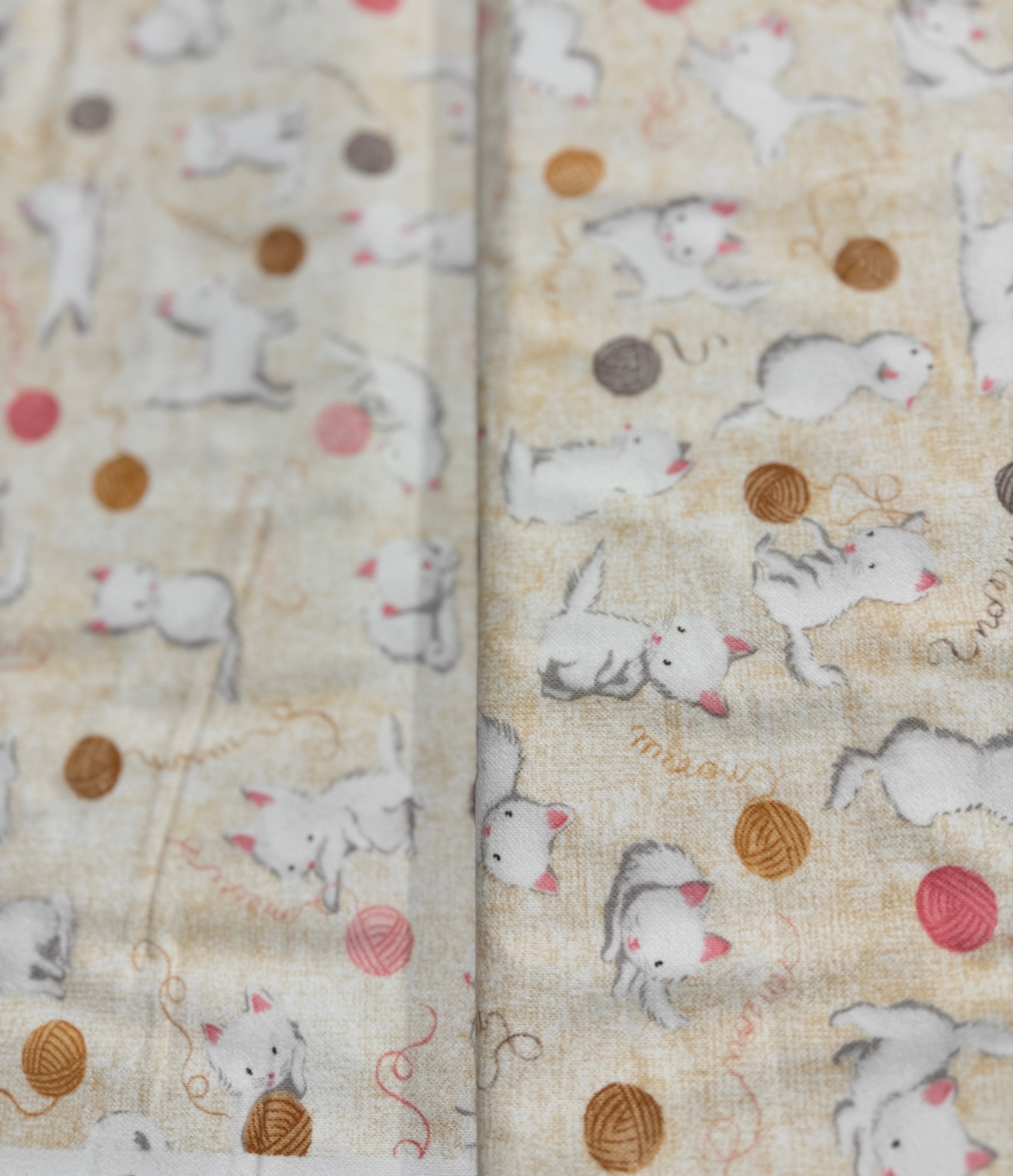 Cuddly Kittens Tan Flannel - Remnant