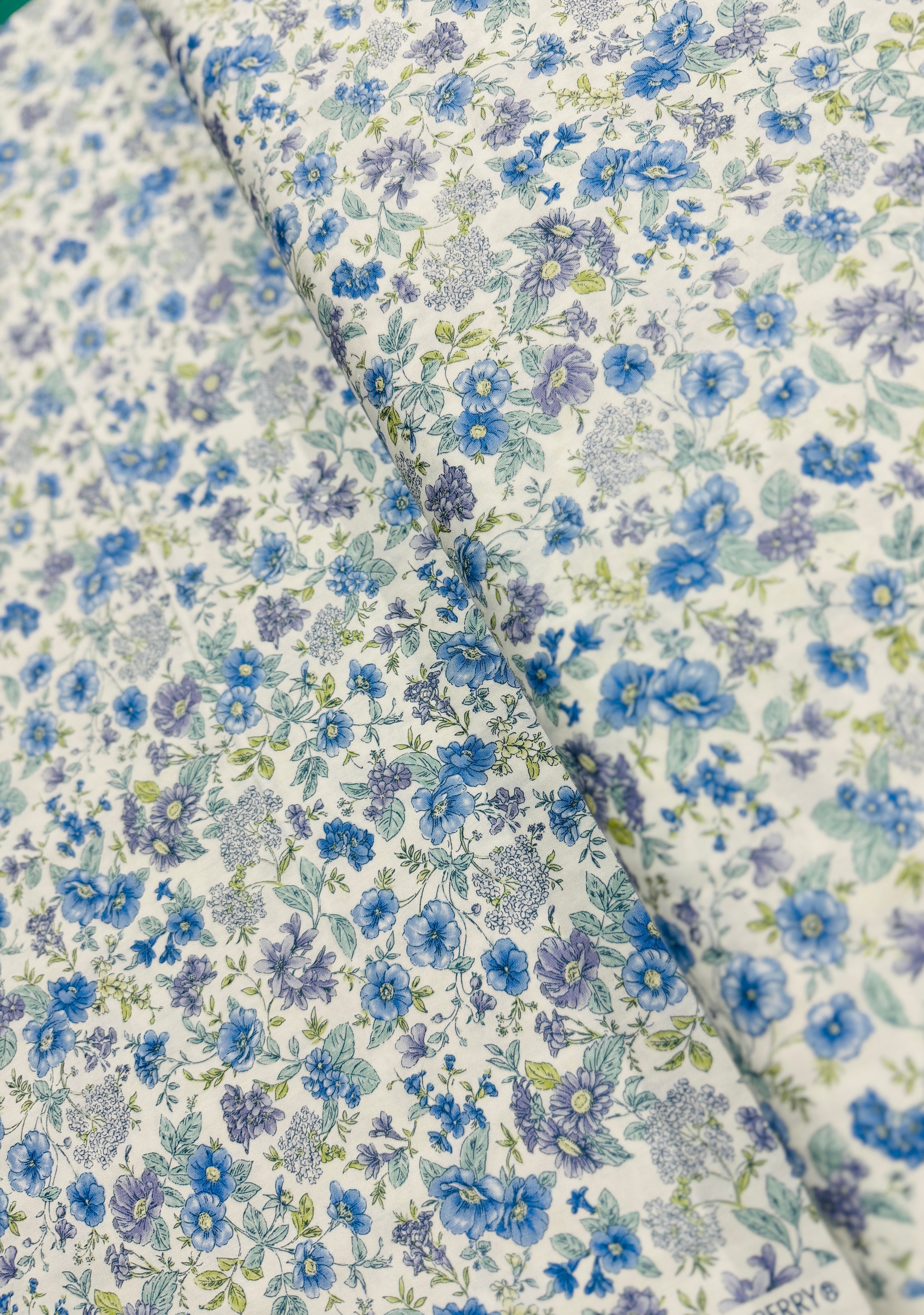 Sevenberry Garden Blues - Florals White Yardage