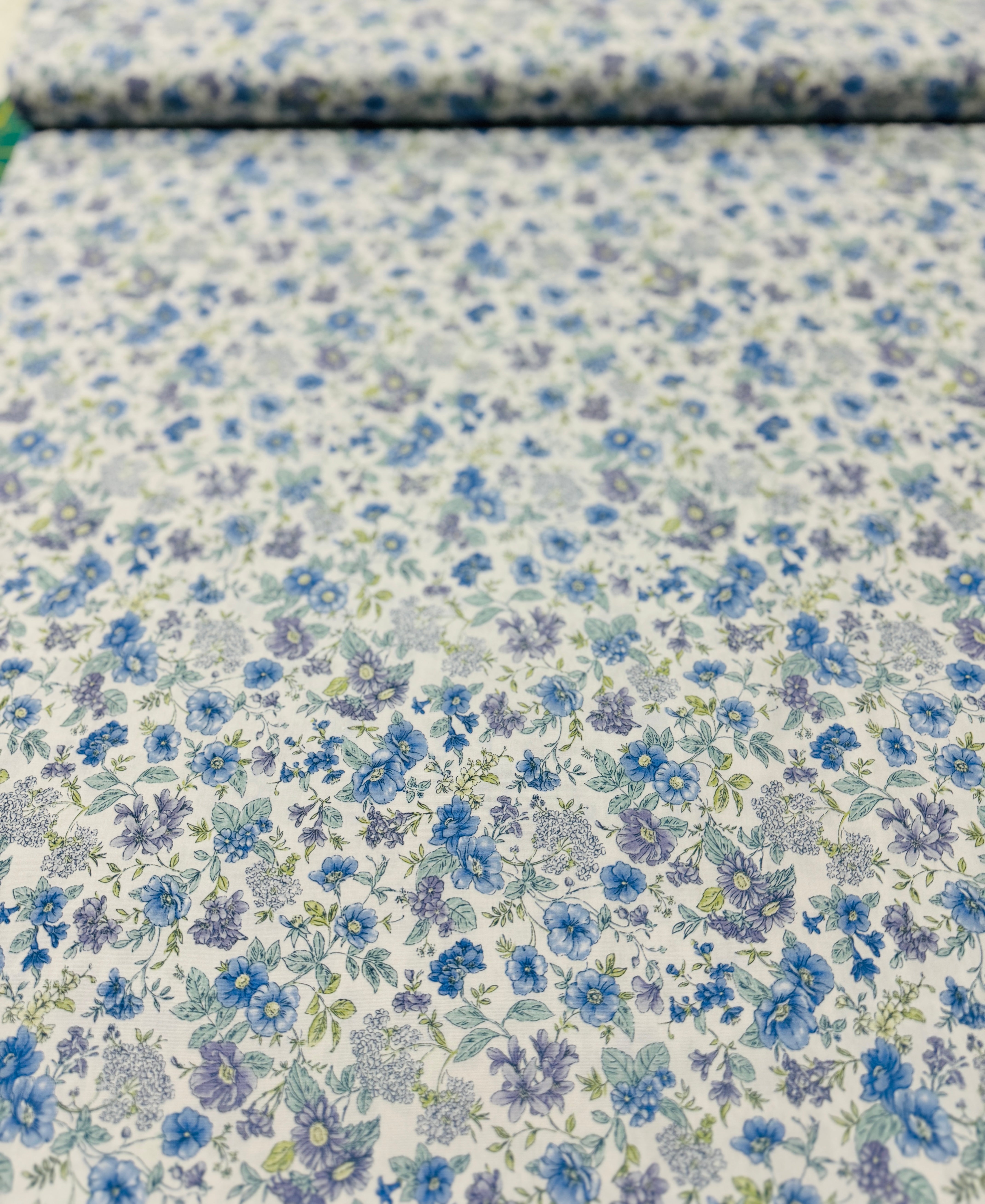 Sevenberry Garden Blues - Florals White Yardage