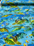 Deep Blue Sea - Realistic Sea Turtle And Sea Life Yardage